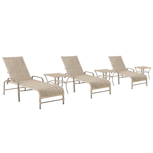 3 Espreguiçadeiras Catar E 3 Mesas Garden Corda Náutica Cor F