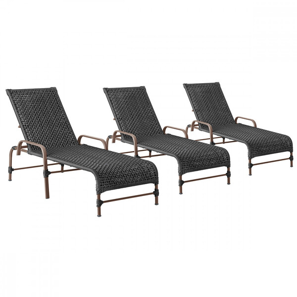 3 Espreguiçadeiras Reclinavel Catar Marrom Corda Nautica Tram