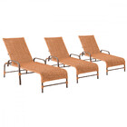 3 Espreguiçadeiras Reclinavel Catar Marrom Corda Nautica Tram