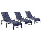 3 Espreguiçadeiras Reclinavel Catar Preto Corda Nautica Trama