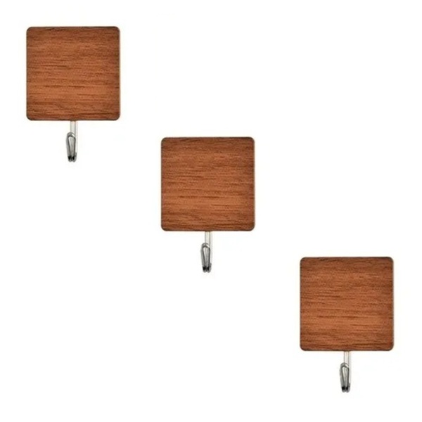 3 Ganchos De Parede 4.3x4.3cm Adesivo Suporta 3kg Em Azulejo
