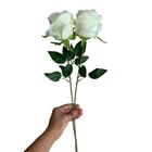 3 Hastes De Rosas Artificiais Branca Com Toque Romântico Para