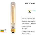 3 Lâmpada Filamento Carbono Bulbo T9 Vintage Retro T. Edison