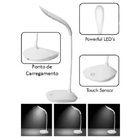 3 Luminaria Mesa 3 Niveis Touch Sem Fio 14 Led Flexivel