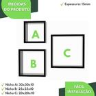 3 Nichos Para Livros Parede Quarto Sala Quadrado Preto