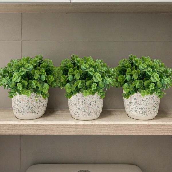 3 Pacotes De Mini Eucalipto Artificial - 6 Hastes Por Mini Bu