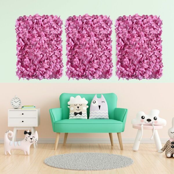 3 Painéis de Florais 60x40cm Parede de Flores Artificiais Fes