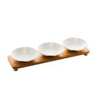 3 Peças E Bandeja Wolff Bambu Branco Matt De Porcelana 32cm