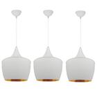 3 Pendentes Lustre 110x25x25 Alumínio Branco E Dourado