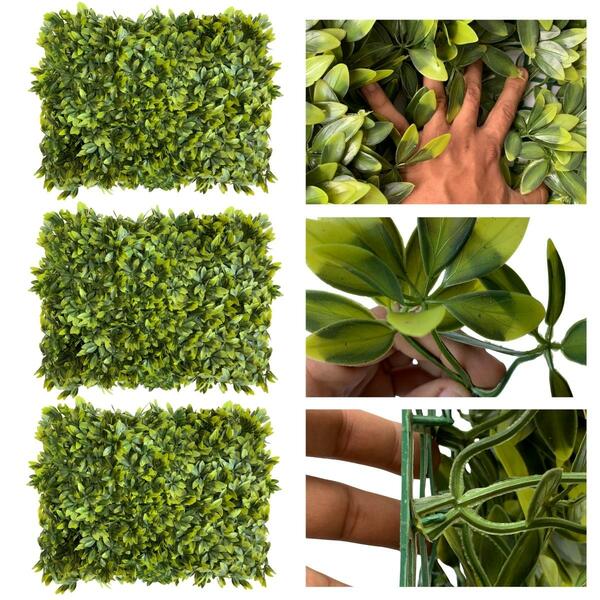 3 Placas De Plantas Artificiais Cheflera Premium Para Parede