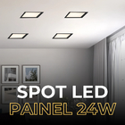 3 Plafon Painel Embutir Teto De Led 24w Quadrado Preto