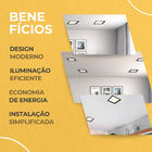 3 Plafon Painel Embutir Teto De Led 24w Quadrado Preto