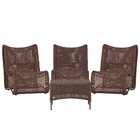 3 Poltronas E Mesa Texas Em Alumínio Pintura Marrom Corda Náu