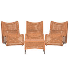 3 Poltronas E Mesa Texas Em Alumínio Pintura Marrom Corda Náu