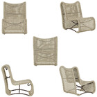 3 Poltronas E Mesa Texas Em Alumínio Pintura Marrom Corda Náu