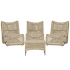 3 Poltronas E Mesa Texas Em Alumínio Pintura Marrom Corda Náu