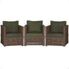 3 Poltronas Madri Alumínio Corda Náutica Estofado 13 Trama Or