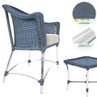 3 Poltronas Roma E 1 Mesa De Área Varanda Jardim Edícula Azul