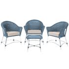 3 Poltronas Roma E 1 Mesa De Área Varanda Jardim Edícula Azul