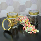 3 Potes De Vidro Borossilicato Tampa Dourada Com Visor 350ml