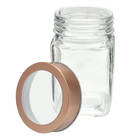 3 Potes De Vidro Quadrado Com Tampa Transparente Cobre 300ml