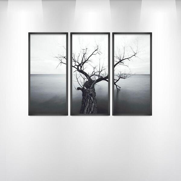 3 Quadros Decor Arvores De Inverno Ii 43x90x2,8 Luven Pre