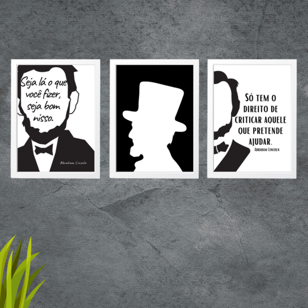 3 Quadros Decorativos Abraham Lincoln
