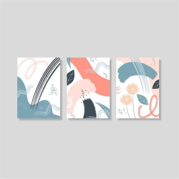 3 Quadros Decorativos Abstrato 2 21x30 Pvc Luven Bra