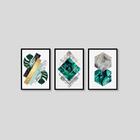 3 Quadros Decorativos Botânico Geométrico 21x30 Luven Bra