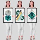 3 Quadros Decorativos Botânico Geométrico 40x60x2,8 Luven Pr