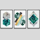 3 Quadros Decorativos Botânico Geométrico 40x60x2,8 Luven Pr