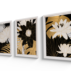 3 Quadros Decorativos Com Moldura E Vidro Premium 60x40 Flora