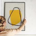 3 Quadros Decorativos Com Moldura Premium 60x40 Amarelo Minim