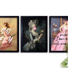 3 Quadros Decorativos Com Moldura Premium 60x40 Damas Burguesa