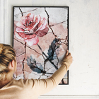 3 Quadros Decorativos Com Moldura Premium 60x40 Mármore Rosas