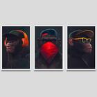 3 Quadros Decorativos Street Monkeys 40x60x2,8 Pvc Luven Br
