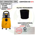 3 Saco Descartável + Filtro Espuma Para Aspirador De Pó Elect