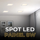 3 Spot Embutir De Led Painel Quadrado 8w 6000k Recuado