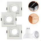 3 Spot Embutir Recuado Quadrado + 3 Lâmpada 5w Gu10 Branco Fr
