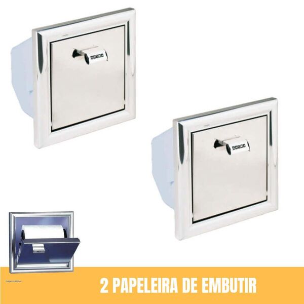 3 Suportes Papel Higiênico Papeleira De Embutir Na Parede