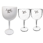 3 Taças Gin Acrilico 550ml Branca E Transparente Despedida De