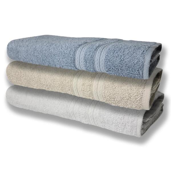 3 Toalhas Super Felpudas Grande E Grossa Algodão 80x150 Az+bg