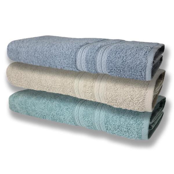 3 Toalhas Super Felpudas Grande E Grossa Algodão 80x150 Az+bg