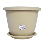 3 Vasos Siena Redondo 20cm Com Pratos Para Flores E Plantas