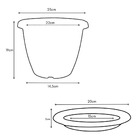 3 Vasos Siena Redondo 25cm Com Pratos Para Flores E Plantas