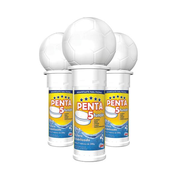 3 X Pastilha Clorador Flutuante Hcl Penta 5 Em 1 - Hidroall