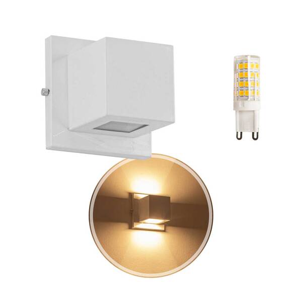 3x Arandela Box 2 Fachos Externa Branca + Led G9 B.quente St8