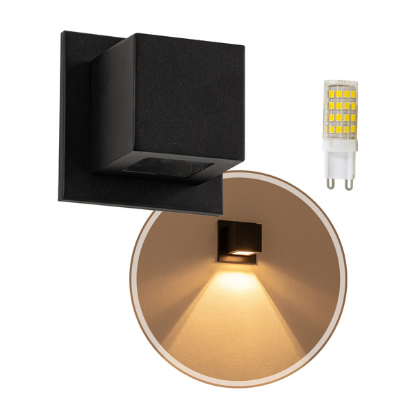 3x Arandela Box Cubo Pequena 1 Fachos PRETO + Led G9 5w Bivol