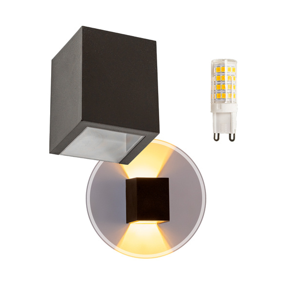 3x Arandela Efeito 2 Focos Marrom Policarbonato + Led G9 5w 3