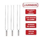 3x Espeto Duplo Inox 50cm Cabo Revestido Alumínio Churrasco